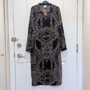 EUC Nordic Bazaar M Sheer Richly Patterned Shirt Dress